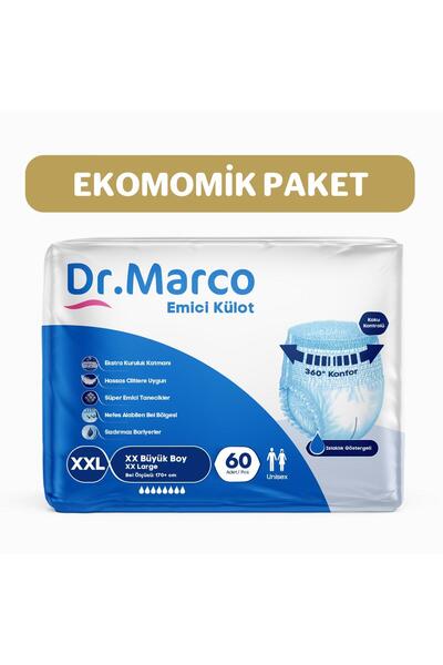 DR.MARCO Yetişkin Emici Külot Bez XXL Bel Ölçüsü 170+cm Islaklık Göstergeli 3...