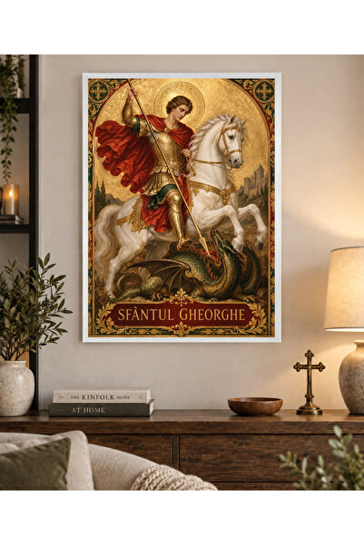 Miutic Print Studio Tablou decorativ religios „Sfântul Gheorghe”, icoană prem...