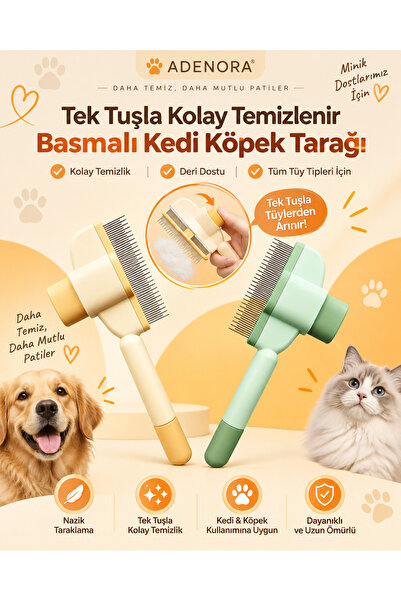 Tek Tuşla Kolay Temizlenir Basmalı Kedi Köpek Tarağı Tüy Toplayıcı Kedi Tarağı Kıtık Açıcı