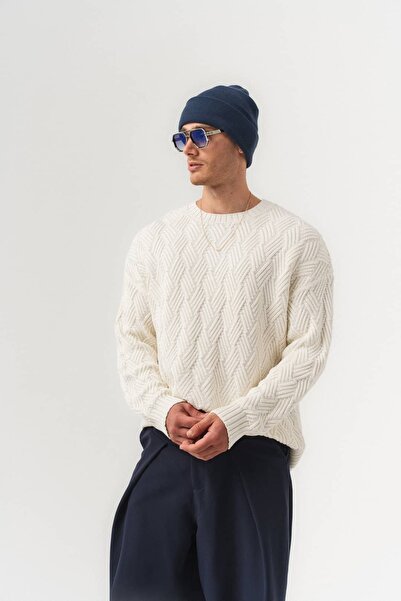 go gang own Vector Thessaloniki Knitted Geometric Patterned Crew Neck Knitwea...