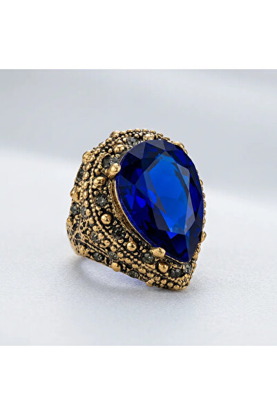 Dorvina Bronze Women's Ring Authentic Copper Jewelry Navy Blue Drop Zircon St...