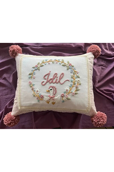 Bebek Takı Yastığı, Punch Nakışlı (35X45 -İÇ DOLGULU) Isme Özel Bebek Hediyelik, Kırlent-PP.BTY.0035