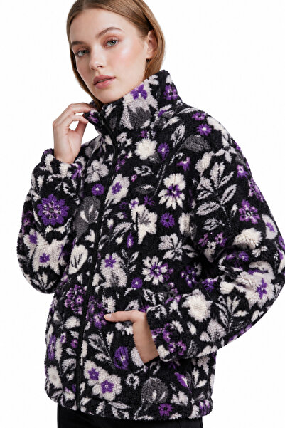 GENIUS STORE Kadın Peluş Tam Fermuarlı Cepli Sherpa Kuzu Kumaş Oversize Peluş...
