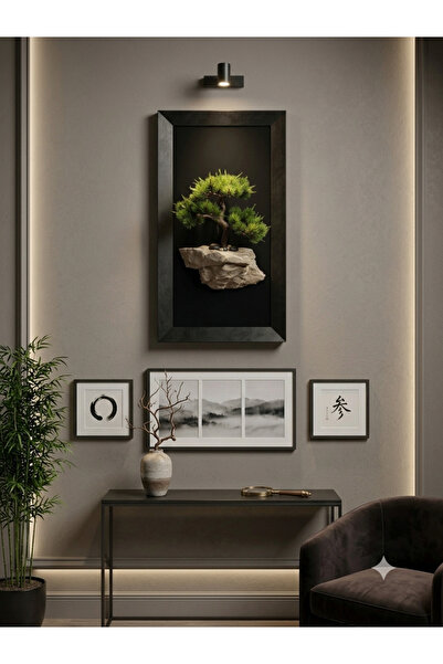 Kastasaksı 3D Bonzai Duvar Tablosu 35x55 cm – Taş Zeminli Kabartma Duvar Deko...