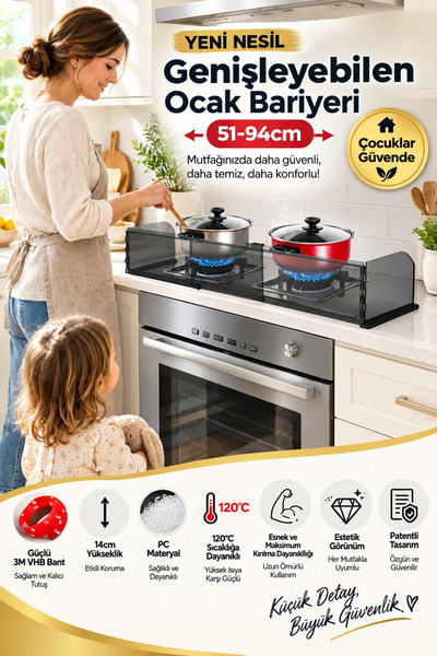 SafetyPro - Yeni Nesil Genişleyebilir Ocak Bariyeri 51-94cm - Esnek ve Güçlü ...