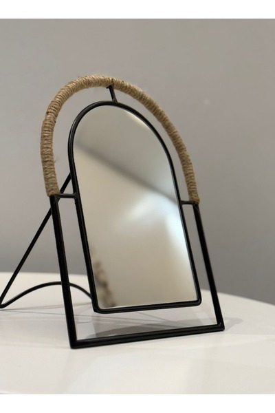 Generic Metal Top Mirror with Black Edges Decorated with an Elegant Woven Rop...
