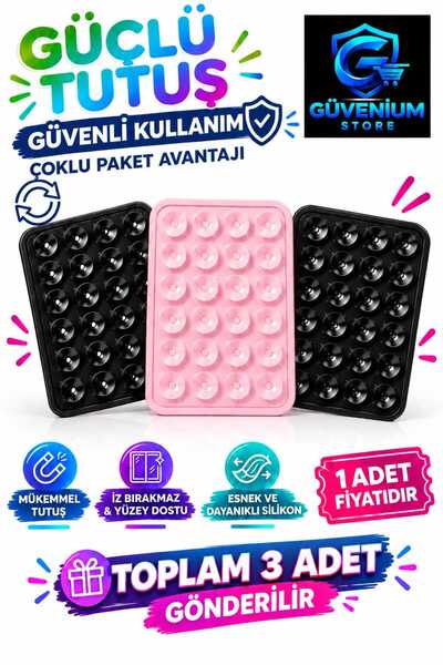 güvenium store Silikon Vakumlu Yapışkanlı Kaymaz Telefon Tutucu Vantuz