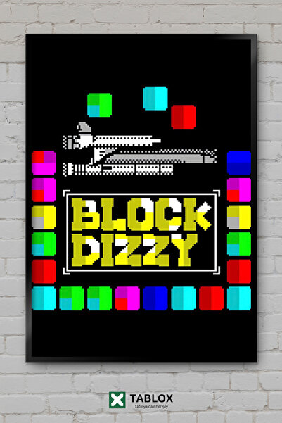 tablomaxtbx Αφίσα παιχνιδιού Block Dizzy Dizziness Retro Game με κορνίζα Διακ...