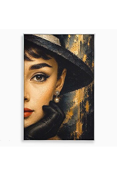 Luxcanva Tablou Canvas Eleganta Atemporala 80x120 cm cu Rama Argintiu Audrey ...