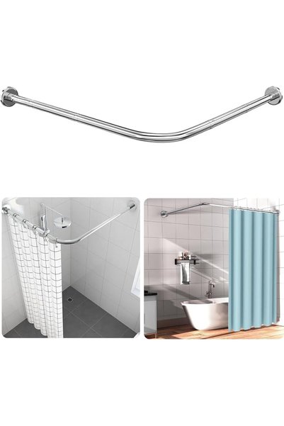 Winsoyya L Shaped Curved Shower Curtain Rod, Corner Shower Curtain Rod, 304 S...