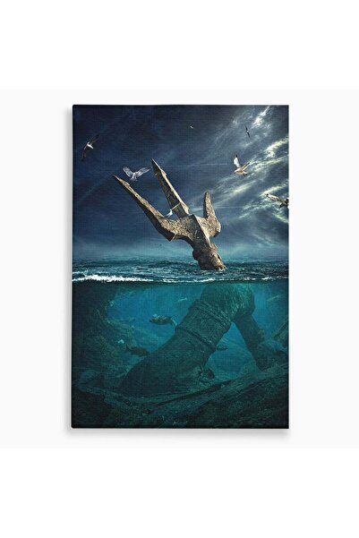Luxcanva Tablou Canvas Tridentul Subacvatic 70x100 cm pe Sasiu Lemn Trident O...