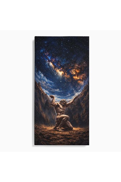 Luxcanva Tablou Canvas Atlas Sprijinind Cerul 70x140 cm pe Sasiu Lemn Atlas M...