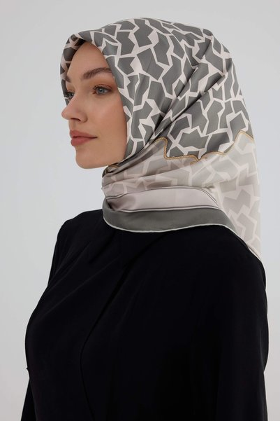 İpekhan Twill Silk Scarf 53002 Stone Gray