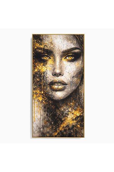Luxcanva Tablou Canvas Regina Aurie 60x120 cm cu Rama Auriu Portret Abstract ...
