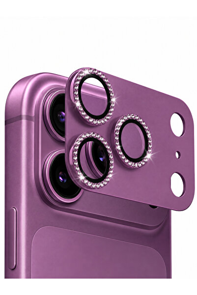Nezih Case iPhone 18 Pro ile Uyumlu Titanyum Kaplama Tam Kaplayan Taşlı Kamer...