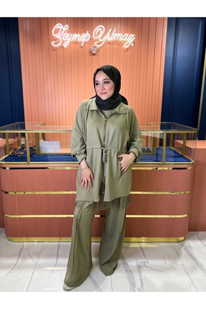 By Zeynep Yılmaz Premium Lavin Tasseled Suit Olive