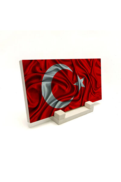 Sadrazam Wavy Turkish Flag Printed Natural Stone Tabletop 10X20 2G-Byrk1
