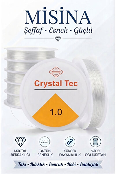 1.0 mm Esnek Kristal Misina - Takı, Bileklik ve Boncuk İpi (Şeffaf / 100% Poliüretan)