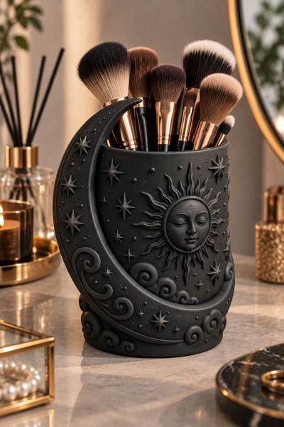 Belupa Decorative Makeup Brush Holder Organizer Pen Holder with Moon and Sun ...