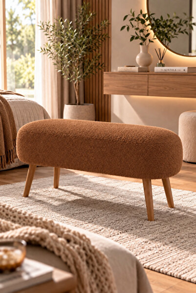 ygdecor Lona Bukle Kumaş Modern Bench Puf Çok Amaçlı Yatak Ucu ve Antre Bankı