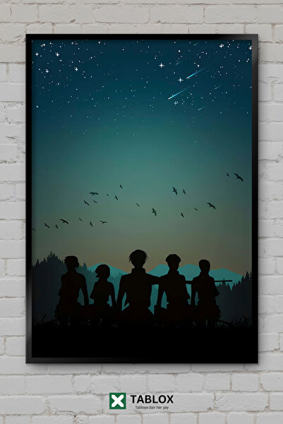 tablomaxtbx Attack On Titan Shingeki No Kyojin Anime Manga poster u okviru, d...