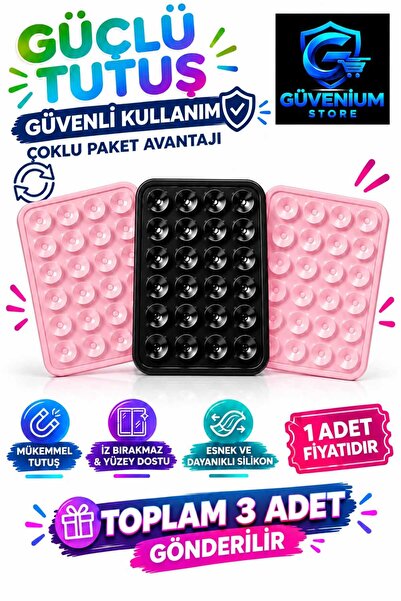 güvenium store Silikon Vakumlu Yapışkanlı Kaymaz Telefon Tutucu Vantuz