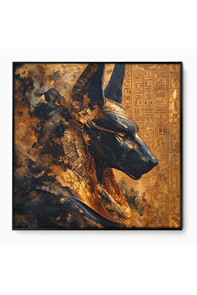 Luxcanva Tablou Canvas Anubis in Splendoare Antica 140x140 cm cu Rama Negru A...