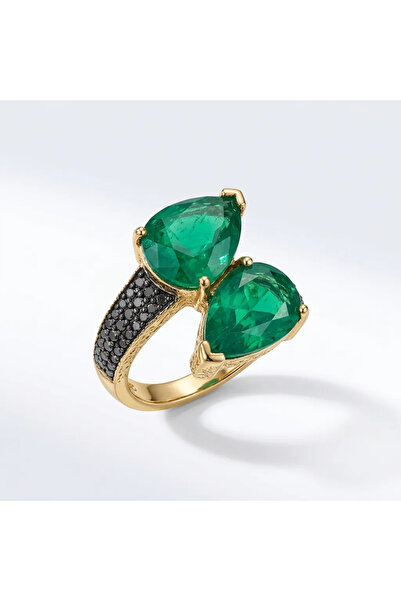 Dorvina Bronze Women's Ring Authentic Copper Jewelry Green Zircon Stone Twin ...