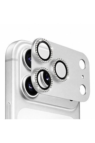 Nezih Case iPhone 18 Pro ile Uyumlu Titanyum Kaplama Tam Kaplayan Taşlı Kamer...