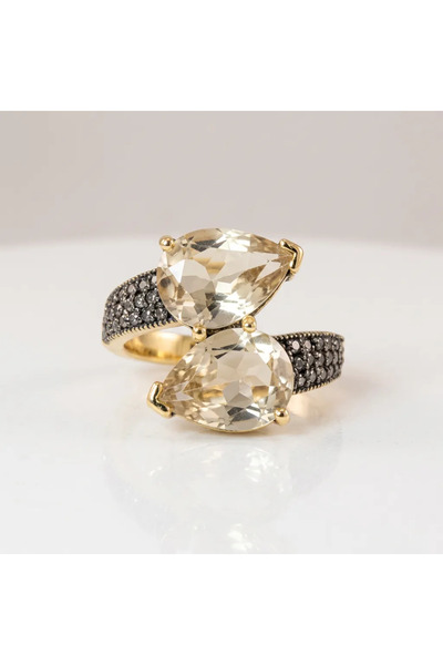 Dorvina Bronze Women's Ring Authentic Copper Jewelry Zircon Stone Twin Drop M...