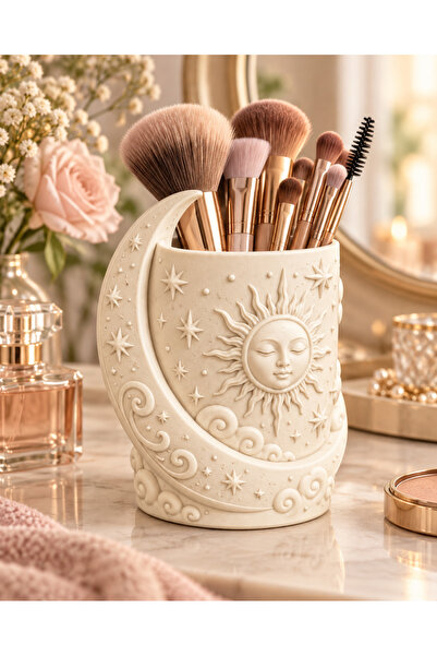 Belupa Decorative Makeup Brush Holder Organizer Pen Holder with Moon and Sun ...