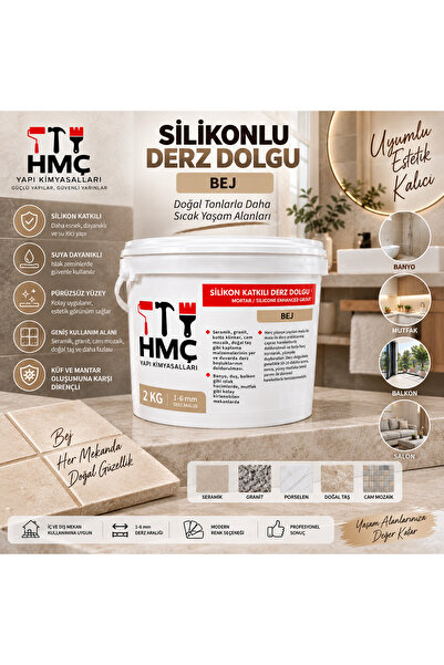 Genel Markalar HMÇ Yapı Kimyasalları 2 KG Silikonlu Derz Dolgu Bej 1-6 mm Fay...