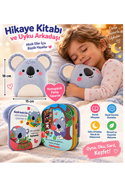 LRS STORE Peluş Koala Hikaye Kitabı 18x15 cm | Yumuşacık Uyku Arkadaşı | Sarı...
