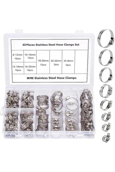 Generic Stainless Steel Hose Clamps Assortment Kit Adjustable, Worm Gear Hose...