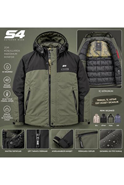 SIFIR4 S4 İÇİ TERMAL YAĞMUR SU GEÇİRMEZ MONT