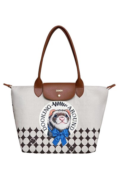 Dogo Women's Vegan Brown Large Handbag - Dooking Around Design