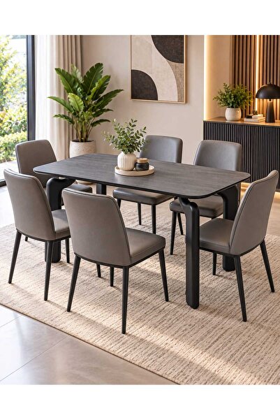 TrentonGCC طاولة طعام عصرية 150×90×76 سم - طاولة طعام مستطيلة أنيقة بأرجل منحوتة