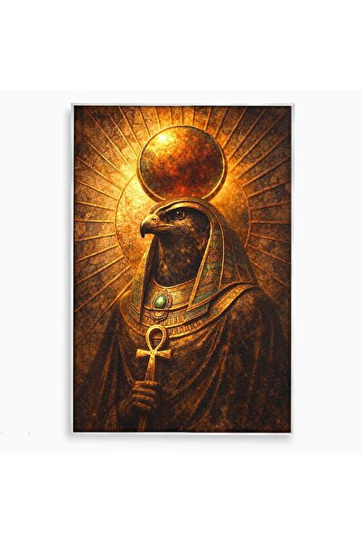 Luxcanva Tablou Canvas Zeul Egiptean Horus 100x150 cm cu Rama Argintiu Egipt ...
