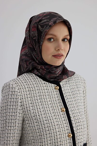 İpekhan Sura İpek Eşarp 53004 Bordo Siyah