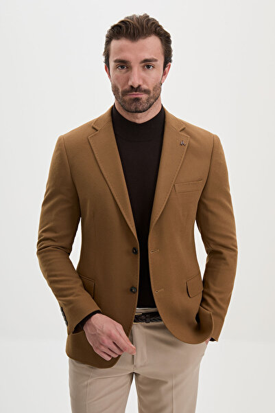 Mcr Straight Slim Fit Wool Blend Men's Jacket Camel - 41509.26K