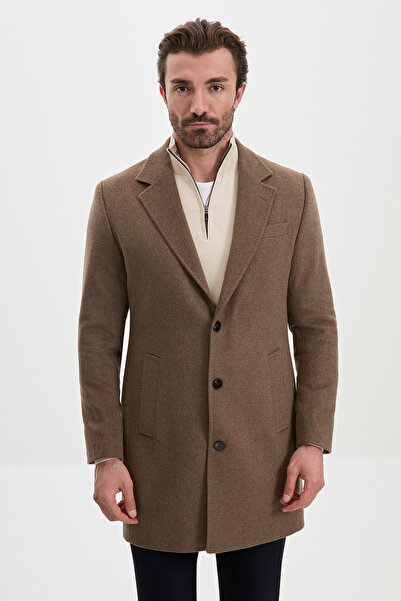 Mcr Straight Slim Fit Classic Wool Men's Coat Mink - 21346.26K