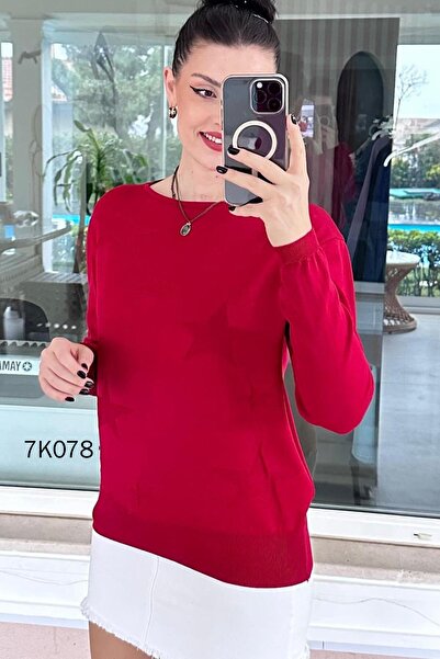 İnce Topuk Star Printed Mercerized Knitwear Blouse 7K078