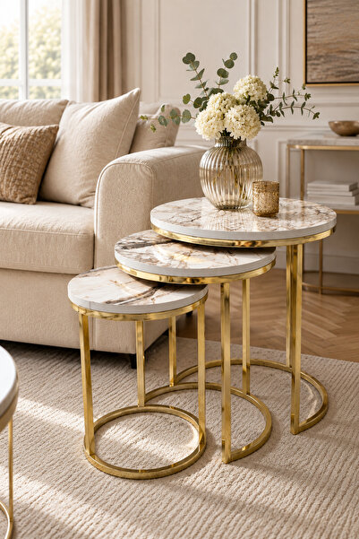 spectra home Anza 3-Piece Signature Nesting Coffee Table Set, Wood Finish - B...