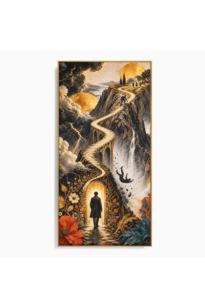 Luxcanva Tablou Canvas Drumul Spre Necunoscut 60x120 cm cu Rama Auriu Peisaj ...