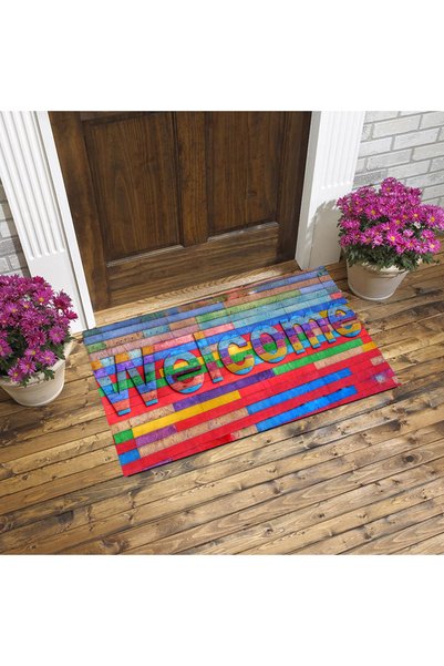 EVSEHOMES Welcome Written, Decorative Felt Base Non-Slip Door Mat 40X60Cm