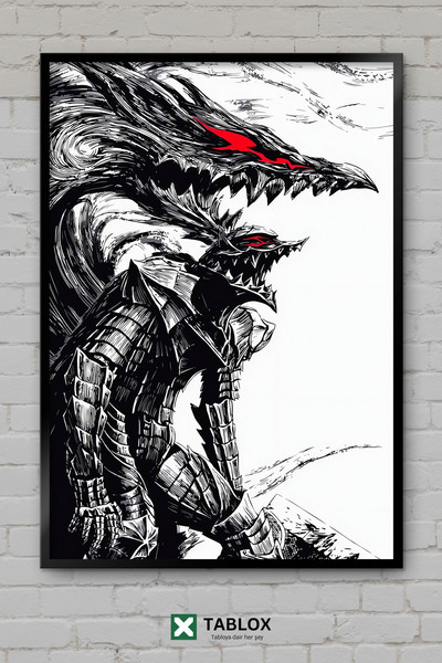 tablomaxtbx Berserk Rage Öfke Anime Manga Guts Action Sword Διακοσμητικός Πίν...