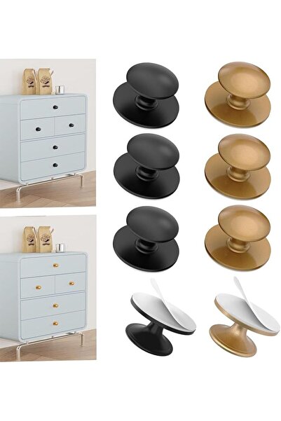 GENERAL 8 Pack Self-Adhesive Cabinet Knobs, No-Drill Self-Stick Drawer Knobs ...