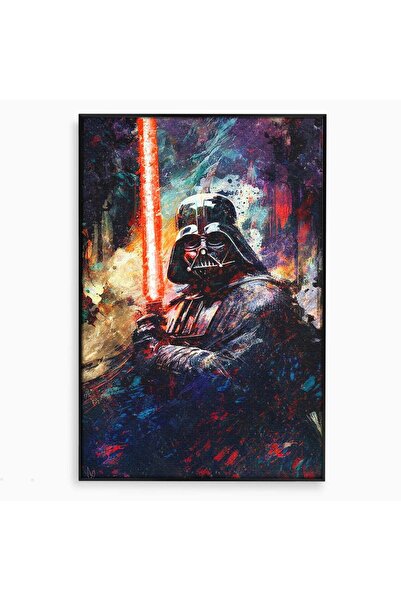 Luxcanva Tablou Canvas Razboinicul Cosmic 50x70 cm cu Rama Negru Star Wars Sp...