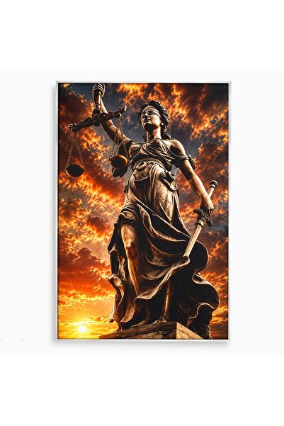 Luxcanva Tablou Canvas Apusul Zeitei Justitiei 40x60 cm cu Rama Argintiu Just...