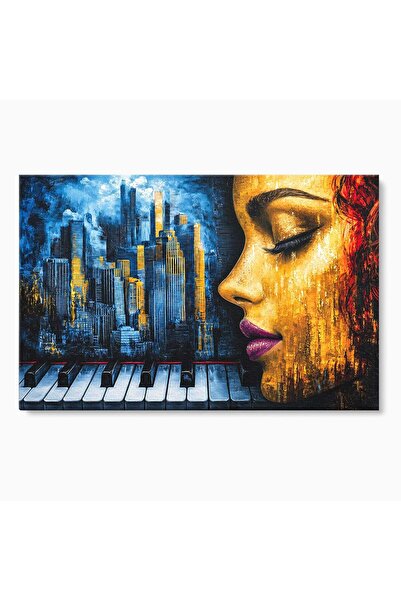 Luxcanva Tablou Canvas Portret Urban Pian 120x80 cm pe Sasiu Lemn Portret Ora...